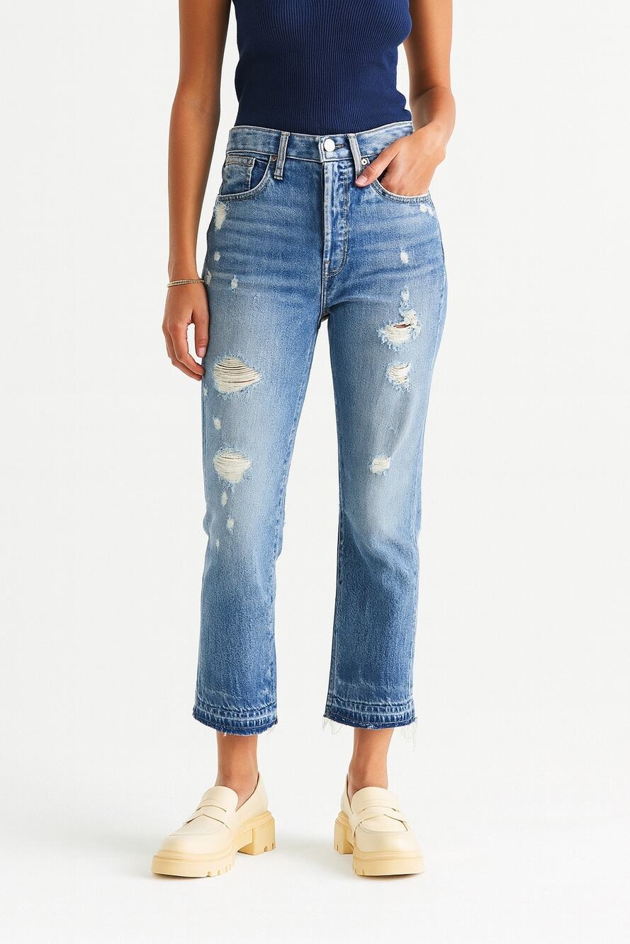 AYR Jeans The Styx Crop Straight Leg Jeans in Wolfpack
